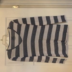 Faded Glory size small gray and white stripe long sleeve v-neck t-shirt